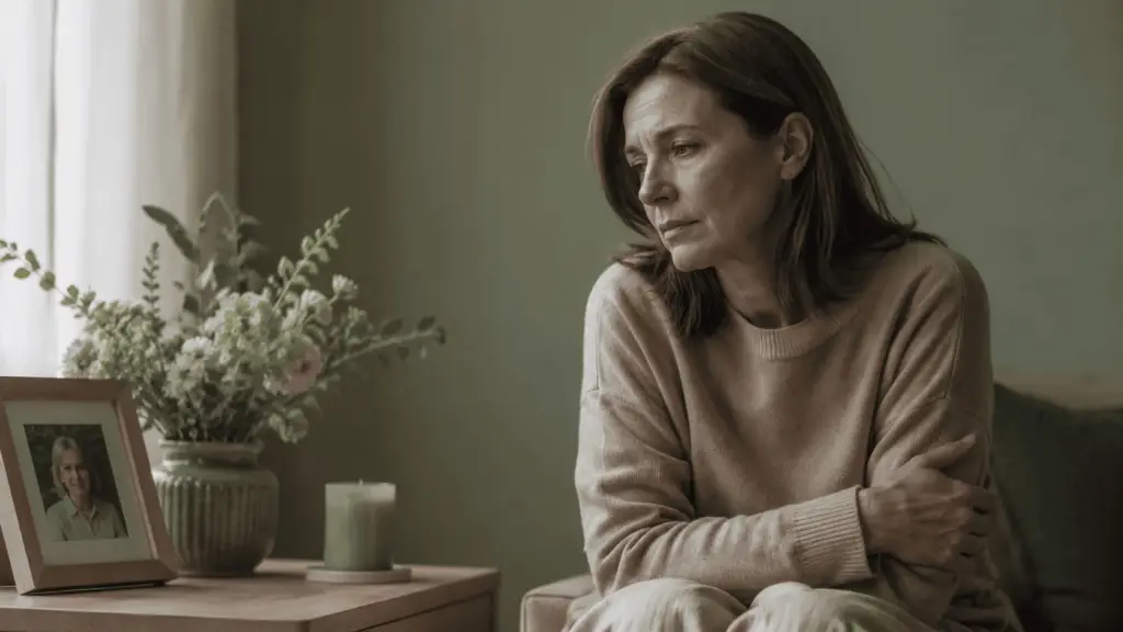 Kobieta z objawami traumy siedząca przy oknie – pomoc psychologiczna przy PTSD