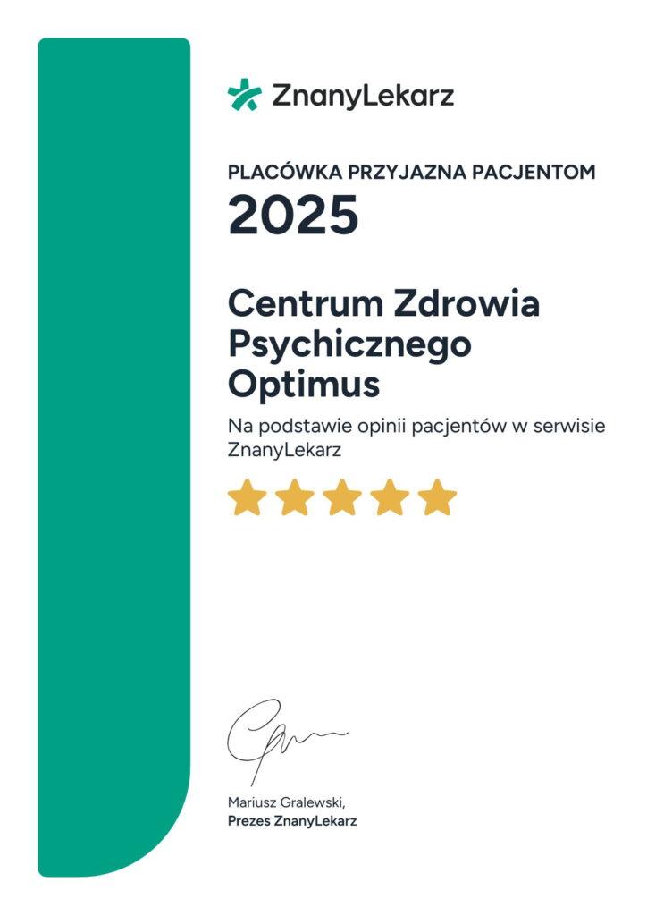 Nagroda dla Centrum Optimus od ZnanyLekarz 2025 rok